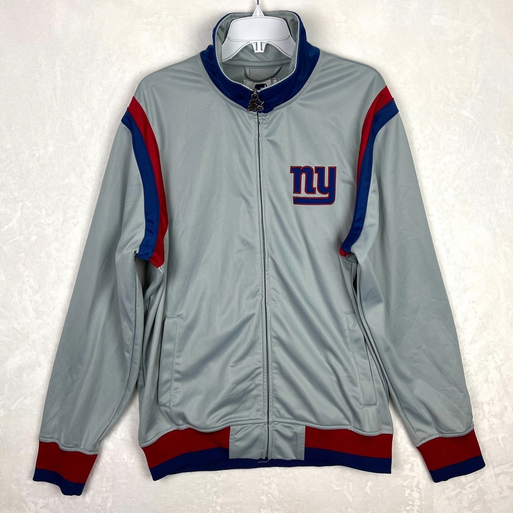 Starter New York Giants Track Jacket Mens Large Gray Full Zip G-III NFL‎ Blue